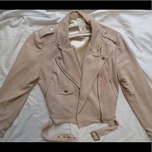 Faux Suede Pink Moto Jacket - Size S